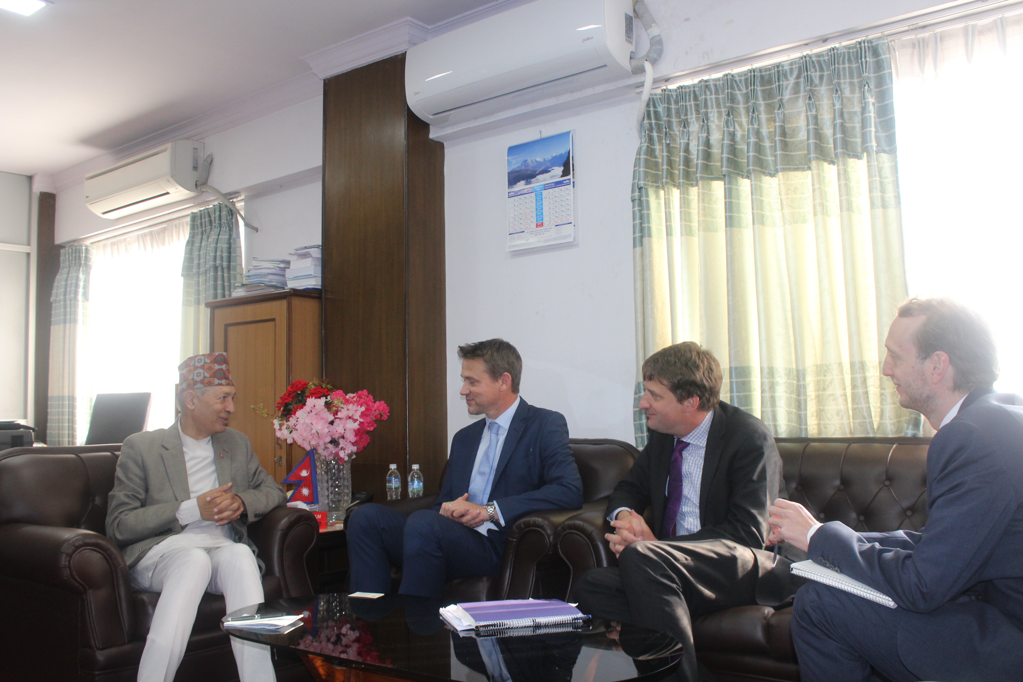 Hon. Finance Minister Dr. Yuba Raj Khatiwada met Mr. Peter Vowels DFID Director for UK Aid (Asia and Caribbean)  and his team on today at the Ministry of Finance (19th November 2018)